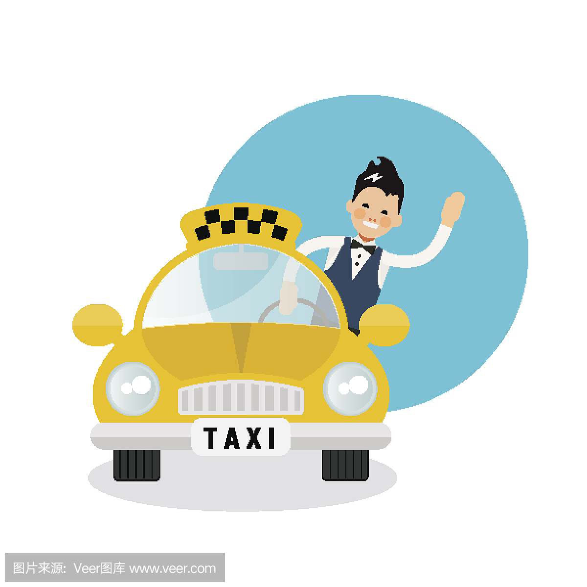 黄色出租车司机-矢量图标
